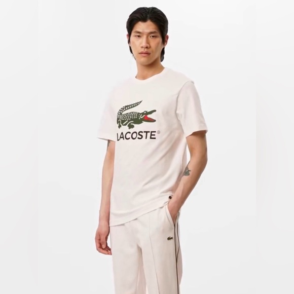 Lacoste Men's White Tee with Green Logo Size Small Preppy Old Money Classic - Picture 3 of 11